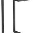 SIMPLIHOME Skyler C-Side Table - 18" Wide x 24" High Solid Mango Wood and Metal Slide-Under Table in Dark Cognac Brown, Industrial Accent Table or End Table for Living Room with Open Frame, Assembled