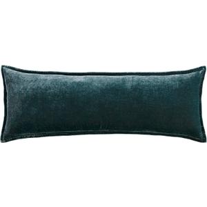 HiEnd Accents Stella Faux Silk Velvet Lumbar Pillow, 14x42 inch, Storm Blue, Romantic Western Modern Traditional Style Luxury Bedding, Decorative Throw Pillow