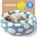 LE SURE Shown on TV Donut Dog Bed Medium Size Dog - Round Cat Beds Indoor as Bed Gift for Calming with Washable Cover, Cute Home Decor Bed with Jacquard Shaggy Plush & Anti Slip Bottom, 30 Inch, Blue