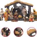 MOOCOCO Christmas Nativity Figurine Set Jesus Manger Scene,Hand Resin Craft Statue,Baby Jesus Holy Family Statue,12 Pc