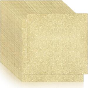 Kisston 50 Sheets 12" x 12" Glitter Cardstock Paper 300 GSM(110 lb) No-Shed Card Stock Paper Heavyweight Cardstock Glitter for Crafts Sparkly for Card Making DIY Art Projects Scrapbook(Gold)