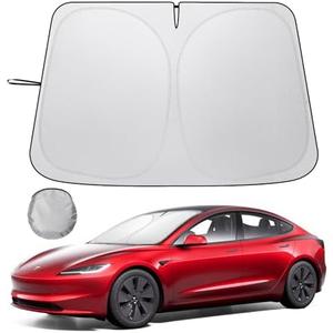 Car Windshield Sunshade for Tesla Model 3/Y Customized, Tesla Model 3/Y Accessories 2025 Foldable Front Window Sunshade, Upgraded UV Protection Fabric