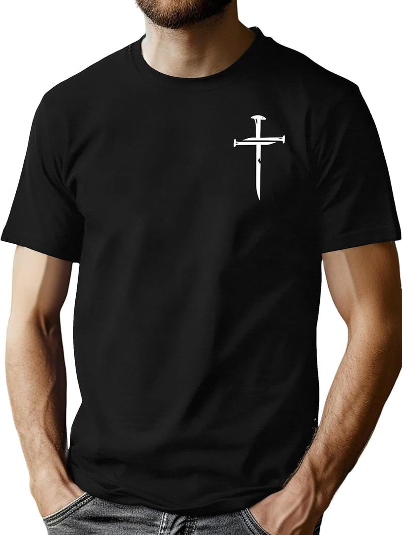 Christian Shirts for Men Jesus Faith T-Shirt Cross Shirt Inspirational Religious Tee for Him (Small, Black)