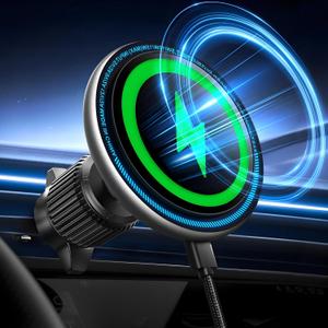 f=Magsafe Car Mount Charger, 15W Fast Charging LED Magnetic Wireless Car Charger, Air Vent Phone Holders for Your Car for Magsafe Car Phone Holder for iPhone 15/14/13/12 Fast Charging
