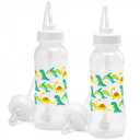Hands-Free Baby Bottle - Anti-Colic Baby Bottle System 9 oz (2 Pack - Dinosaur) + Replacement Tubing Kit
