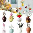 Mini Vase Magnets, Mini Ceramic Vase Magnets for Fridge, 3D Ceramic Flower Cute Plant Vases Fridge Magnet for Kitchen, Office Decoration (8pcs)
