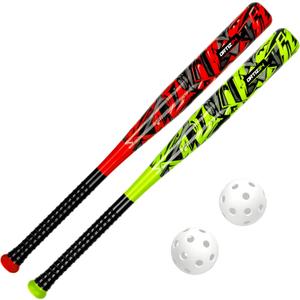Bat & Ball Set - Graffiti Plastic Bat & Ball Homerun Set- David Ortiz Backyard Baseball Set for Youth, Kids, Teenagers, Adults (Red/Volt)