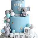 28 Pcs Elephant Cake Topper Balls Cake Decorations DIY Cake Topper for Boy Girl Birthday Party Decorations (Blue)
