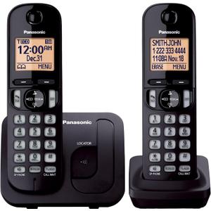 Panasonic Cordless Phone, 1.6" Backlit Display, Call Block, Speakerphone, 10 Hours Talk Time, 2 Handsets - KX-TGC202B (Black)