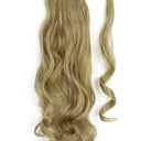 Ash BlondeLelinta 18" Wavy Curly Wrap Around Ponytail Extension for Woman Synthetic Hair Extension, Color: Ash Blonde