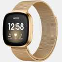 ZWGKKYGYH Bands Compatible with Fitbit Versa 3/ Versa 4/ Sense 2 and Sense Smartwatch, Stainless Steel Mesh Metal Band with Magnet Lock Replacement Strap for Women Men, Small Gold (S: 5.5" - 7.5")