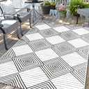 Waterproof Outdoor Rug 5x8ft, Foldable Reversible Plastic Straw Mat for Patio RV Deck Porch Backyard Balcony Camping Picnic Beach Indoor Outdoor Carpet, Black&White