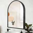 Black Arched Wall Mirror Aluminum Alloy Frame Bathroom Mirror Brushed Metal Vanity Wall Mounted Mirror for LivingRoom Bedroom Entryway Room Home Decor 16"x12"