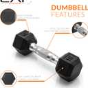 CAP Rubber Coated Dumbbell Weights, Free Weights for Home Gym Strength Training, Anti-Roll Hex Dumbbells with Black, Chrome & Comfort Grip Handles, Pairs & Sets 50 lb - Set (5 lb x 2 & 20 lb x 2)
