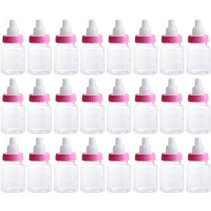 3.5 Inches Baby Bottle Shower Favor,Mini Plastic Candy Bottle,Baby Shower Supplies Boy Girl Newborn Baby Baptism Birthday Party Deco (2 Dozens, Pink) (24 Count (Pack of 1))