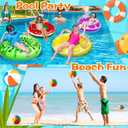 8 Pack Inflatable Pool Floats Kids, 4 Pcs Fruit Swim Tubes Rings and 4 Pcs Beach Balls, Pool Floaties Summer Hawaiian Beach Toys Swimming Luau Party Floats for Kids Adults Water Fun