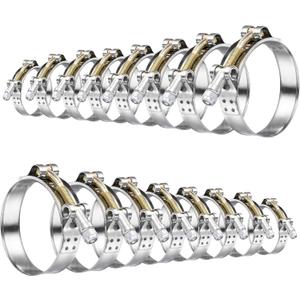 16Pack T Bolt Hose Clamps Set, SEKSUALA 8 Size 3/4", 1", 1.25", 1.5", 1.75", 2", 2.25",2.5" T bolt Heavy Duty Hose Clamp Working Range 28-78mm, 304 Stainless Steel for Radiator Hoses Clamp