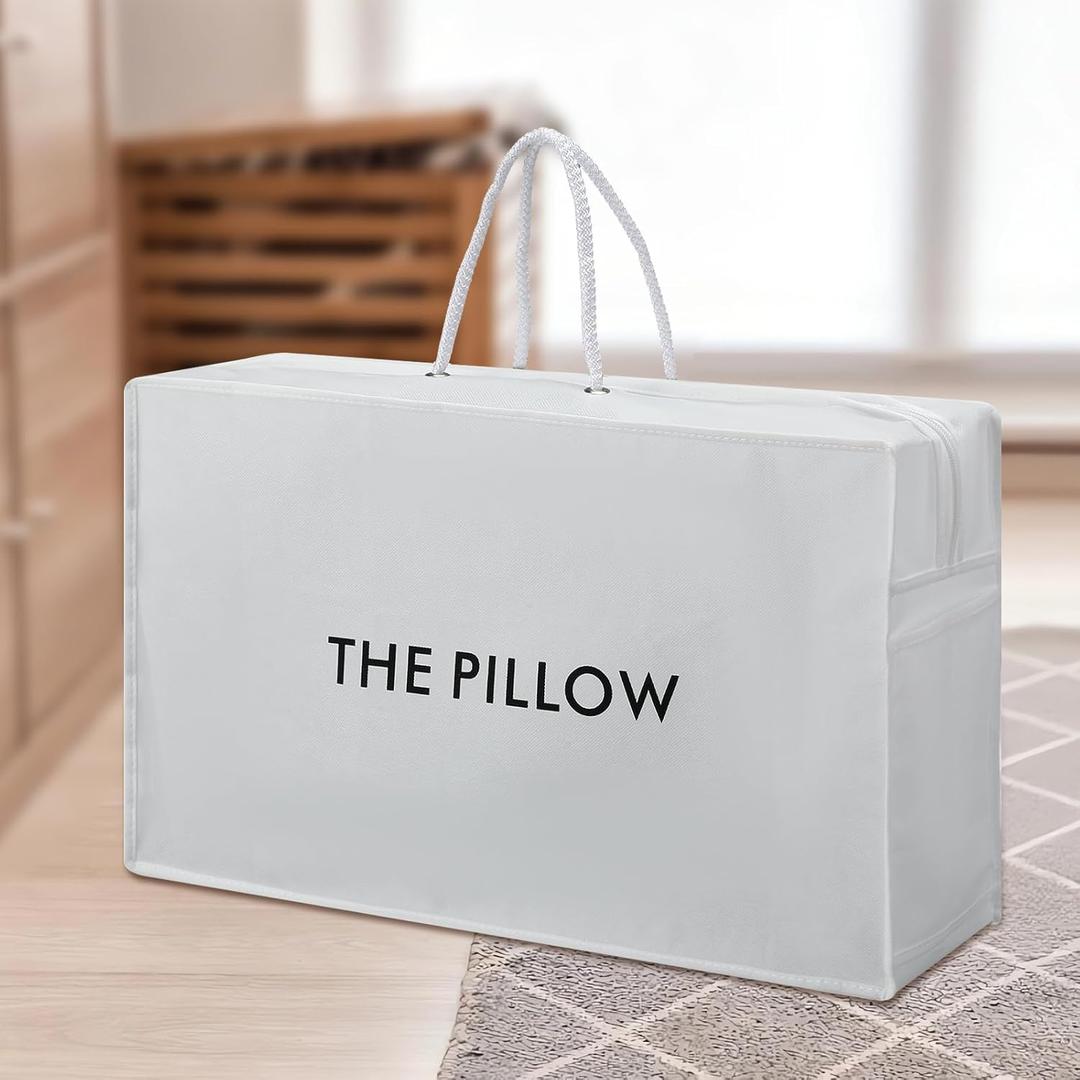 Pillow Tote Bag 20 x 12 x 6 Inch Pillow Storage Handbag Non Woven Portable Home Travel Organizer with Zipper