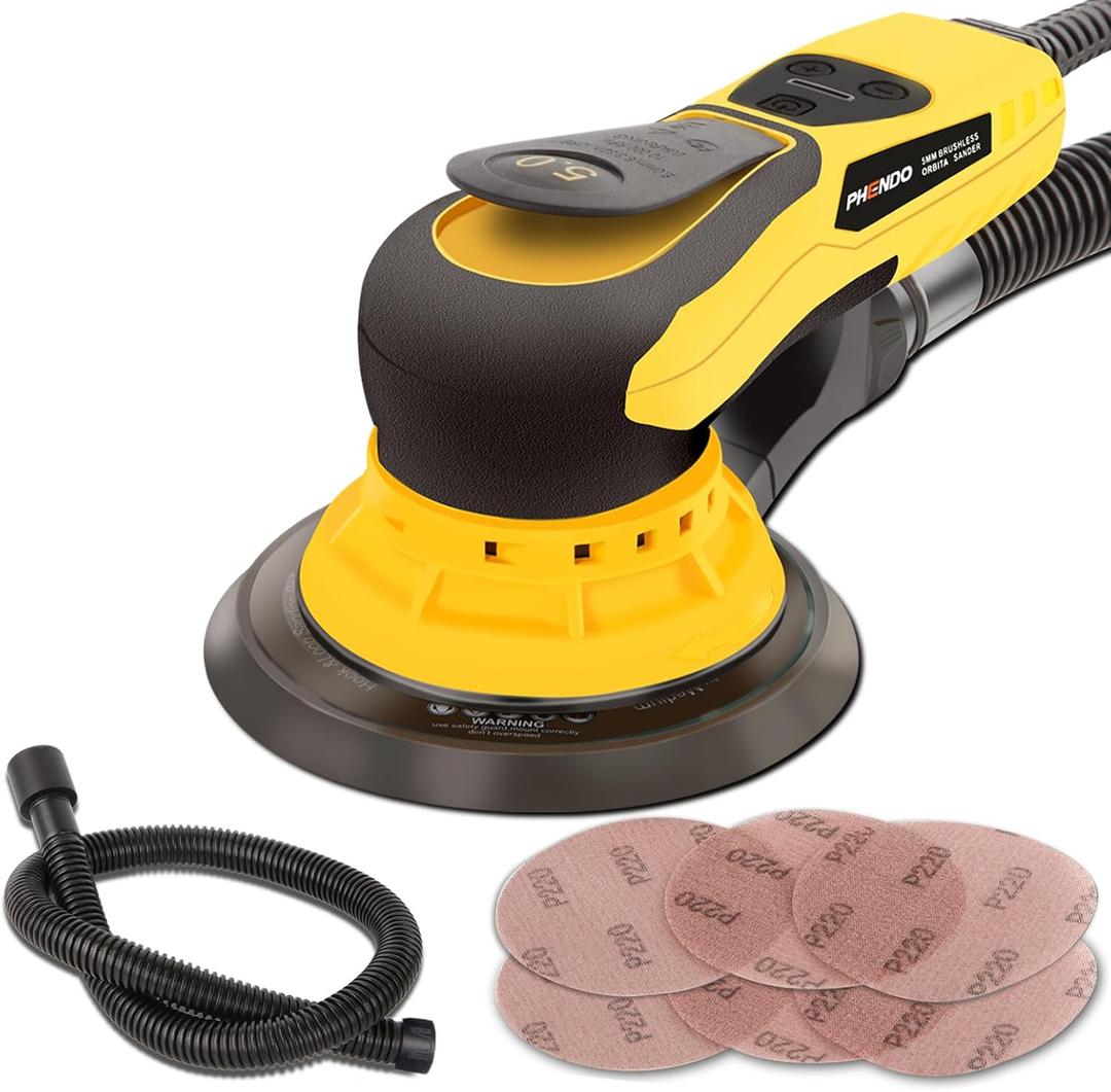 Electric Random Orbital Sander Brushless 350W 3A Multi-function Variable Speed Corded Orbital Sanders Machine For Woodworking, Car, Drywall Sanding, Polishing (Ks-02-150-5.0)