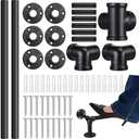 Zonon 8 ft Bar Foot Rail Kit Matte Black Industrial Pipe Railing for Bar Foot Rest Brackets Undercounter Mount Hardware and Tubing Complete Railing Kit for Kitchen Indoor Outdoor