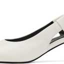 Pointed Toe Slingback Kitten Heels for Women, Leather Stiletto Heel Pumps with Elastic Strap Elegant Bridal Heel Dating Party Work Office Backless Pumps Shoes (7.5, White)