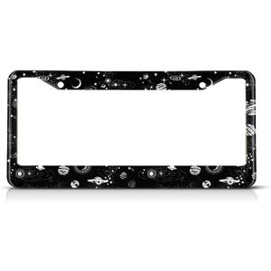 Space Galaxy License Plate Frame Planets and Stars License Plate Holder Constellation Art Car Tag Frame License Plate Car Accessories 2 Holes Novelty Auto Car Tag Vanity Present