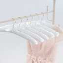 17 Inch Pack of 5 White Extra Large Anti Slip Satin Padded Bridal Wedding Dress Hanger with Gold Hook No Bumps for Dress Coats, Sweaters (White Color/Gold Hook, 5)