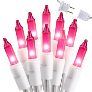 Brizled Pink Valentine Lights,300 Count 69.6ft Incandescent Pink Lights, Connectable Indoor String Light White Wire, UL Certificated Mini Christmas Tree Light for Bedroom Wedding Birthday Xmas Decor