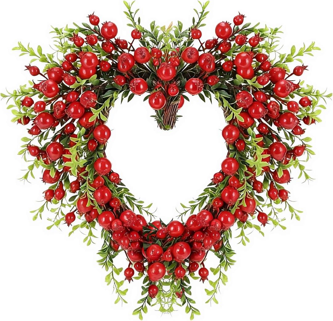 Valentines Day Wreath Decor, Valentine's Day Wreath for Front Door, Red Berry