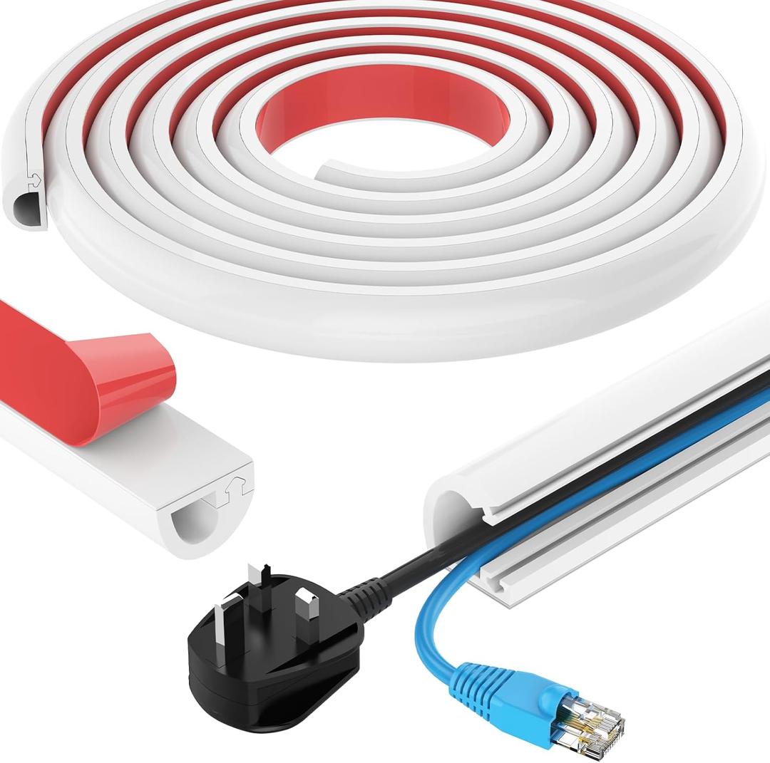 78 Inch Wall Cord Hider, Silicone Self Adhesive Cable Hider Cord Cover, Flexible Wire Covers for Cords Cable Cover Cable Concealer for Wires W0.59 H0.39 White