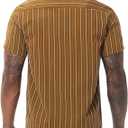 TUNEVUSE Men Hawaiian Shirt Vintage Striped Shirt Short Sleeve Summer Beach Causal Cuban Collar Shirt with Pocket (Brown, XXXL)
