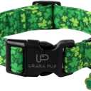 St. Patrick's Dog Collar, Lucky Clover Pet Collar with Quick Release, Comfortable Adjustable Shamrock Puppy Collar for Small Medium & Large Dogs