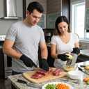 Cut Resistant Gloves, Level 5, Non-Slip Grip, Machine Washable, for Kitchen, Oyster Shucking, Woodworking (Black(female))