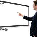 32 Inch Infrared Touch Screen Frame, 20 Point Interactive IR Touch Panel Overlay, Plug & Play Aluminum Black IR Touchframe for Digital Signage & Kiosk