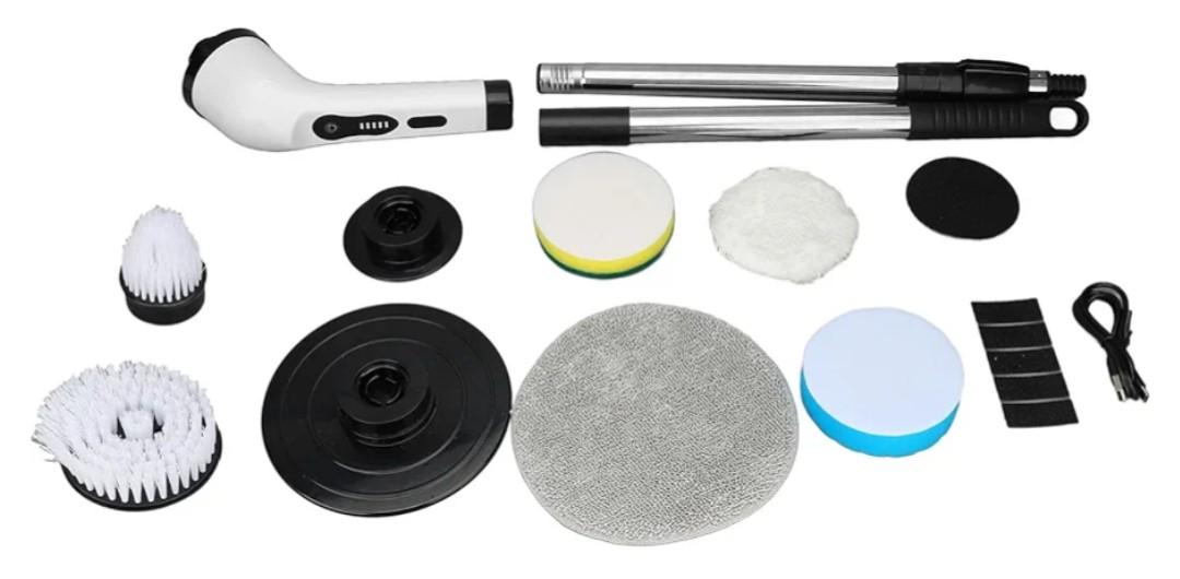 Electric Spin Scrubber Extendable Handle Multifunction Reable Shower Cleaning Brush Tile Floor