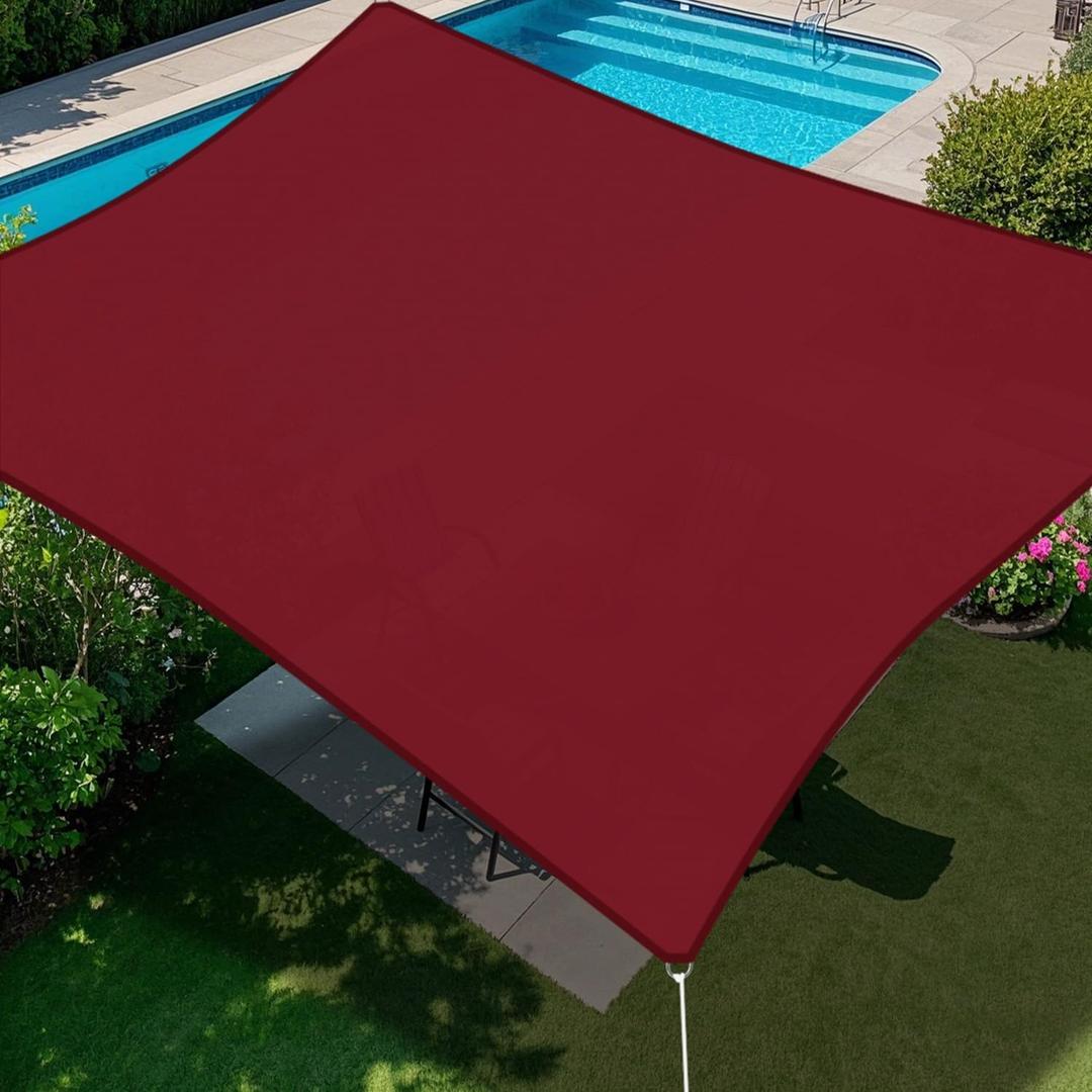 E&K Sunrise 10' x 13' Waterproof Sun Shade Sail Outdoor Rectangle Canopy Shade Cover UV Block for Pergola Patio Backyard Garden Deck (Red)