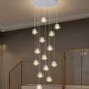 Modern Crystal Chandelier 14-Lights High Ceiling Raindrop Chandelier Lighting Fixture, Large LED Round Indoor Lighting Fixture Chrome for Foyer Staircase Living Room