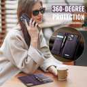 Wallet Case for iPhone 14 Pro Max Compatible with Magsafe, 2-IN-1 PU Leather Flip RFID Blocking Card Holder Stand Shockproof Magnetic Detachable Cover for iPhone 14 Pro Max 6.7", Retro Purple