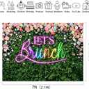 Riyidecor Green Leaves Let's Brunch Backdrop Polyester Fabric Neon Pink Rainbow Floral 7Wx5H Feet Greenery Photography Background Grass Lawn Women Brunch Party Photo Studio Shoot