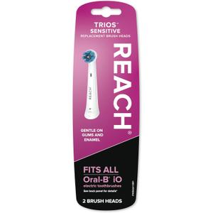 Reach Trios Sensitive Replacement Brush Heads, Fits All Oral-B iO Electric Toothbrushes, Soft (White)