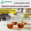 Aatriet 100 Count 9 oz Clear Plastic Cups Hard Plastic Wine Glasses Disposable for Cocktail Party & Wedding, 9 ounce Tumblers Punch Cups for Cocktail Party Reusable