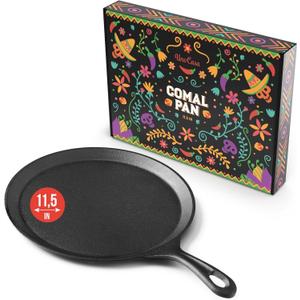 Uno Casa Cast Iron Comal Pan 11.5 Inch - Skillet for Roti, Tawa/Dosa Pan Pataconera, Comales para Tortillas - Cast Iron Pizza Pan - Comal Para Tortillas Grande