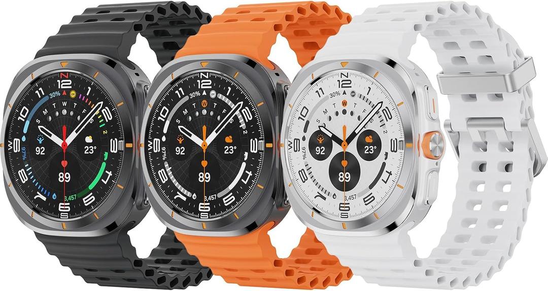 3 x 3 Packs Silicone Band Compatible with Samsung Galaxy Watch Ultra 47mm (2024), Waterproof Breathable Strap for Galaxy Watch Ultra 47mm Men Women