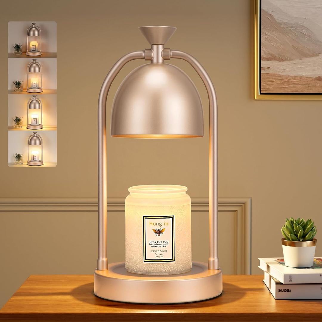 Hong-in Electric Candle Warmer Lamp with Timer-Wax Warmer for Scented Jar Candles,Candle Lamp for Kitchen Home Decor, House Warming Gifts New Home,Gifts for Women(Champage Gold)