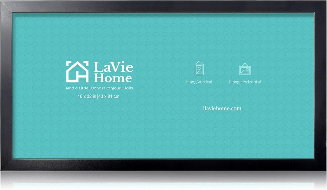 LaVie Home 16x32 Picture Frame Black, Panoramic Picture Frame for Wall Decoration, Classic Black Minimalist Style Suitable for Decorating Houses, Offices, Hotels1 Pack
