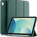 Akkerds Compatible with iPad (A16) 11th Generation Case 11 Inch 2025, for iPad 10th Generation Case 10.9 Inch 2022 with Pencil Holder, Slim Trifold Stand Protective Cover with Soft TPU Back,Pine Green
