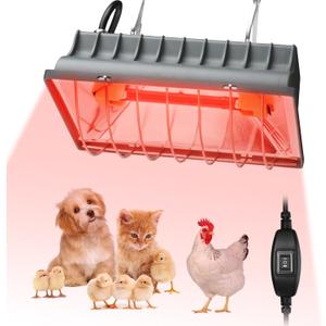 Chicken Coop Heat Lamp for Dog Kennel, Cat Bed, Reptiles & Incubators - 250W Adjustable Heat Lamp with 2 Heat Settings for Poultry, Livestock, and Pets (3 Pack (1 Light Frame + 2 Lamp Tubes))
