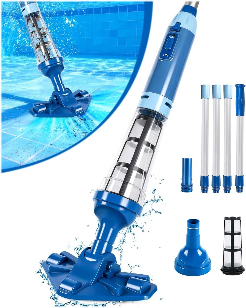 LanOcean 2026 Upgraded Powerful Hot Tub Vacuum Cordless, 15.8 Gals/Min Spa Vacuum for Hot Tub, Handheld Pool Vacuum Cleaner with Water Sensor, Small Pool Vacuum Rechargeable -90 Mins Running Time-Blue
