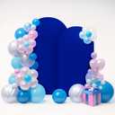 LEBENGURU Upgraded 8FT Wedding Arch Cover, 6.6FT Royal Blue Spandex Fitted Arch Backdrop Cover, Set of 2 for Round Top Chiara Stand Covers for Birthday Party Baby Shower Banquet Balloon Dcor