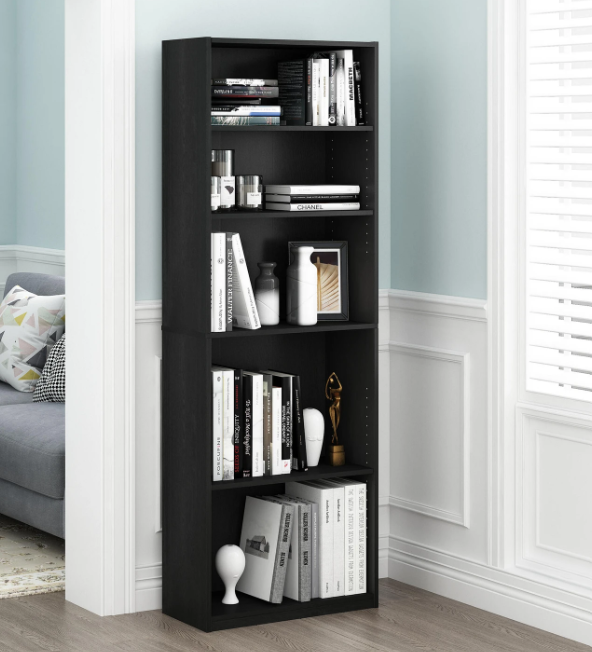 Furinno JAYA 5-Shelf Bookcase, Black